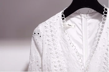 SMTHMA 2020 Nové Dorazí Kvalitné Luxusné Dráhy Biele Čipky Šaty Žien Dlhý Rukáv Sexy tvaru Strany Vestidos