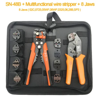Sn-48b 8 čeľuste toolkit crimper kliešte nástroj pre rúrku terminálu drôt striptérka ručného náradia kliešte