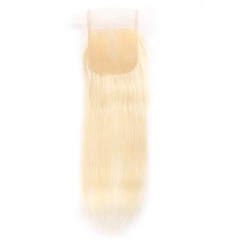 SOKU 613 Blondína Ľudské Vlasy Zväzky S Uzáverom Brazílsky Rovno Ľudské Vlasy Väzbe Zväzky S Čipky Uzavretie Remy Vlasy Zväzky
