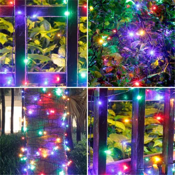 Solárne LED Reťazec Svetlo Vianočné svetelné Girlandy 50/100 LED Rozprávkových Svetiel S akumulátorom Vonkajšie Záhradné Párty Strom Svadobná Výzdoba