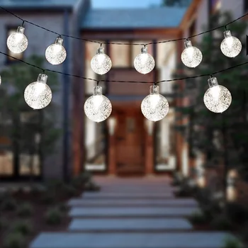 Solárne String Svetlá 20 FT 30 LED Crystal Svete Svetlá s 8 Režimov Solárny Nepremokavé Rozprávkových Svetiel pre Outdoor Záhrada