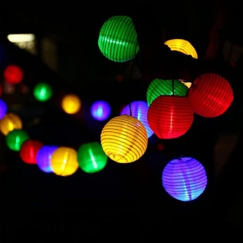 Solárne Svietidlo String Svetlá Papier Svietidlo Solárny Garland Svetlo Vonkajšie Vianočné Záhrada Dvore Balkón Svietidla Loptu Lampa