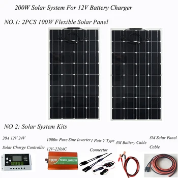 Solárny Panel Systém Pre Domáce 220v 100W flexibilný solárny panel 1*10A Regulátor Nabíjania 1 sada 3 m kábel