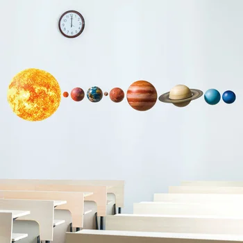 Solárny systém planéty 3D Stenové Nálepky pre Deti izby Pozadí dekorácie home wallpaper škôlky Nástenné samolepky
