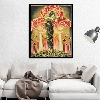 Soma Bohyne Plagát, Tlač Pohanskou Mytológiou Wall Art Nouveau Psychedelic Húb České Plátno Na Maľovanie Obrázok