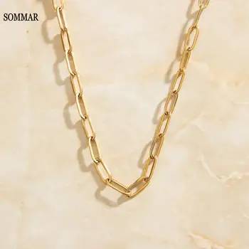 SOMMAR 2020 nehrdzavejúcej ocele Zlatej farby, dĺžka 42cm extender 5cm upraviť náhrdelník reťaze námestie multi-layer náhrdelníky mužov šperky