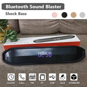 Soundbar Bezdrôtové Bluetooth Reproduktor Prenosný Stĺpci Hodiny Funkcia Music Center a Subwoofer, 3D Stereo Super Bass Hlas Hands-free