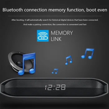 Soundbar Bezdrôtové Bluetooth Reproduktor Prenosný Stĺpci Hodiny Funkcia Music Center a Subwoofer, 3D Stereo Super Bass Hlas Hands-free