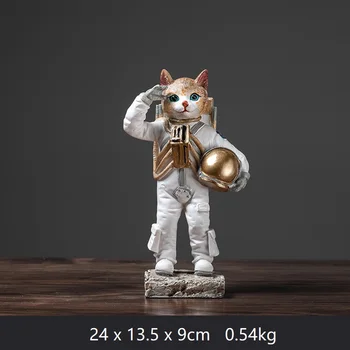 Spaceman Socha Mačky Zvierat Astronaut Roztomilý Kozmonaut Tabuľka Kus Domáce Dekorácie Moderný Dom Dekor
