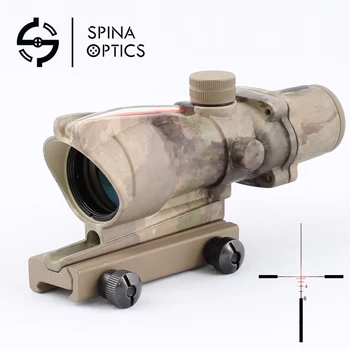 SPINA OPTIKA Kalibrovaný Pohľad Red Dot ACOG 4x32 Červené Vlákno Osvetlené Riflescope Combo (V/CP)