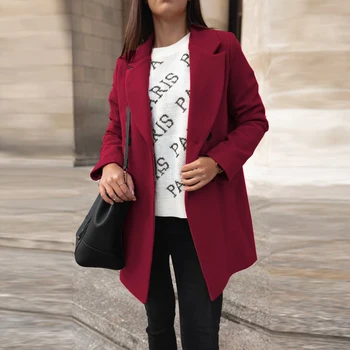 Spája Woolens Kabát Ženy Kabát na Jeseň Zima Nové Módne Dlhé Štýl Ženy Bunda Plus Veľkosť Žien Vlna Ťavej Srsti 2020
