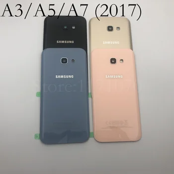 Späť Sklo + Fotoaparát sklo Na Samsung Galaxy A3/A5/A7 2017 A320 A520 A720 Späť Batérie Sklenený Kryt Zadné Dvere Bývanie Prípade