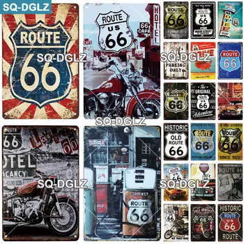[SQ-DGLZ] ceste Route 66, Kovové Prihlásiť Vintage Kovová Doska Doska Klub Stenu Decor Tin Známky Šport Motorových Plagát Darček