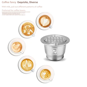 Sqaure Otvor Kryt Opakovane Kávové Kapsule Nespresso pre Stroj DIY Káva s Príslušenstvom, Tamper Filter Základný Nástroj