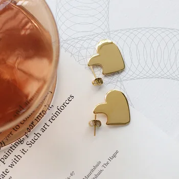 Srdce stud náušnice z nerezovej ocele pre ženy, zlatá farba unikátny minimalistický elegantné náušnice, módne 2020