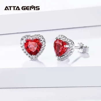 Srdce Vytvorené Ruby Stud Náušnice 925 Sterling Silver Šperky Pre Ženy, Drahé Kamene Kórejský Náušnice Zapojenie Jemné Šperky 2020