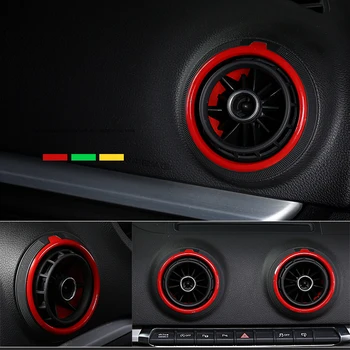 SRXTZM Auto Klimatizácia Zásuvky Dekoratívne Krúžok pre Audi A3 Roky 2013-2017 & S3 RS3 2013-2016 AC Prieduch Prerobit Výbava Kryt Športy