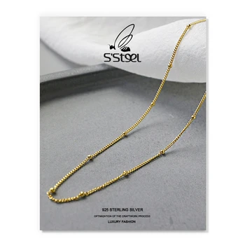 S'STEEL kórejský Náhrdelníky 925 Sterling Silver Darček Pre Ženy Minimalistický Kolo Perličiek Krátke Zlata Reťazca Náhrdelník Cadena Plata Šperky