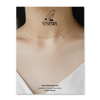 S'STEEL kórejský Náhrdelníky 925 Sterling Silver Darček Pre Ženy Minimalistický Kolo Perličiek Krátke Zlata Reťazca Náhrdelník Cadena Plata Šperky