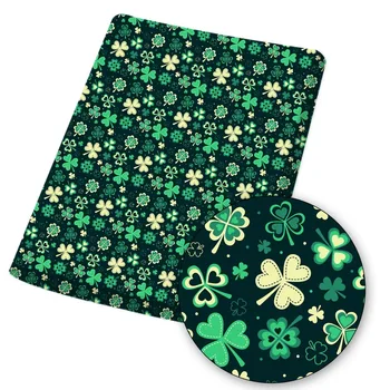 St. Patrick ' s Day Polyester Bavlnená Tkanina Zelené Listy Potlačené Tkaniny DIY Domáce Šitie Textilných Odev Materiálu 45*145 cm hmotnosť: 80g