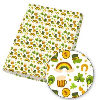 St. Patrick ' s Day Polyester Bavlnená Tkanina Zelené Listy Potlačené Tkaniny DIY Domáce Šitie Textilných Odev Materiálu 45*145 cm hmotnosť: 80g