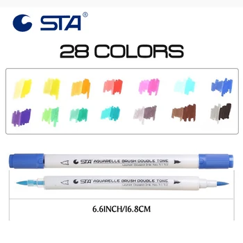 STA14Pcs Najrôznejších Dual Tipy 28 Akvarelové Farby Štetcom Značky Double Tón Náčrt Značky pre Dospelých, Deti Dizajnom Bullet Vestník