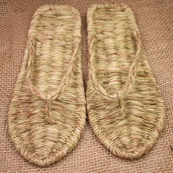 Staroveké čínske ručne tkané slamy obuvi nové letné žabky krytý domov papuče, sandále retro osobnosti módy muži ženy rzt