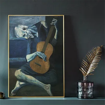 Staré Gitarista tým, že Pablo Picasso Wall Art Plátno na Maľovanie Plagátu Pre Domova Plagáty A Vytlačí Dekoratívne Obrázky