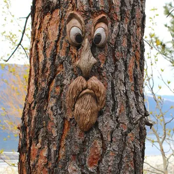 Starý Muž Strom Hugger Záhrada Peeker Dvore Umenie Vonkajšie Strom Zábavné Starý Muž Tvár Sochy Rozmarný Strom Tvár Záhradné Dekorácie