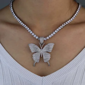 Statment Veľký Motýľ Prívesok Náhrdelník Žena Lesklé Cz Clavicle Reťazca pre Ženy Crystal Choker Náhrdelník Príslušenstvo Šperky