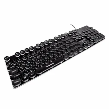 Steampunk Retro Gaming Keyboard ruskej/anglický Layout Kolo Keycap Podsvieteného USB Káblové Žiariace Kovový Panel, Crystal Hranice