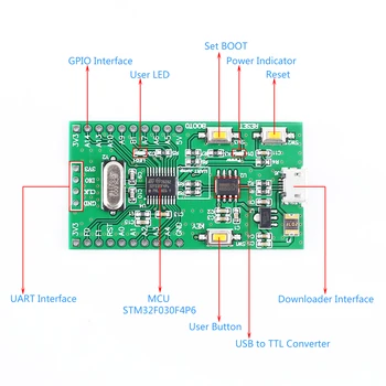 STM32F030F4P6 ARM CORTEX-M0 Core Mini Systém, Vývoj Doska CH330 SWD USB converter TTL Podporou USB SWD Stiahnuť Kód