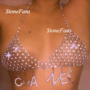 StoneFans Značky Vlastné List Telo Reťazca Ženy Podprsenka 12 Súhvezdí Reťazca Šperky Ženy Sexy Drahokamu Podprsenka Šperky