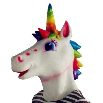 Strana Masky Latex Somár Zebra Kôň Dúha Unicorn Zvieracie Hlavy, Maska Hrůzné Halloween Kostým súťaž: cosplay Divadlo Prop Novinka