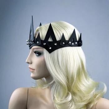 Stredoveká Kráľovská Princezná, Kráľovná Koruny Headpiece Gotický Špicatý Tiara Diadem Vikingský Kráľ Cosplay Kostým Kožené Headdress Pre Ženy