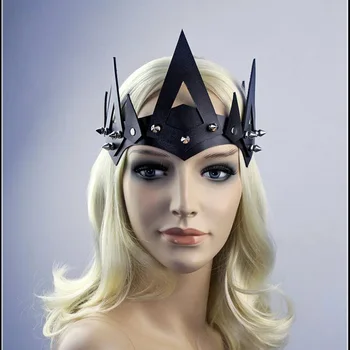 Stredoveká Kráľovská Princezná, Kráľovná Koruny Headpiece Gotický Špicatý Tiara Diadem Vikingský Kráľ Cosplay Kostým Kožené Headdress Pre Ženy