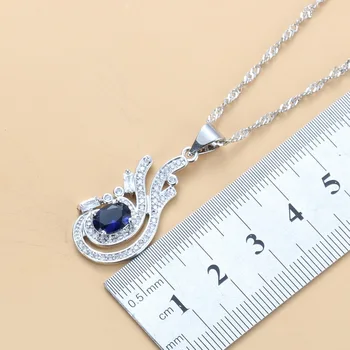 Strieborná Farba Najvyššej Kvality Prírodného Kameňa CZ Modrá Šperky Sady Pre Ženy Výročie Svadby Klasický Kostým Sady