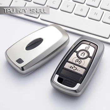 Strieborný kľúč Prípade Shell Kryt TPU Smart Mäkké Ochranné na Ford Edge Mondeo EcoSport Keyless