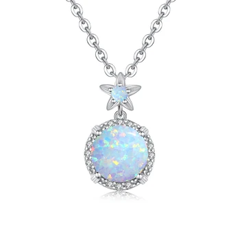Striebro 925 šperky Kolo prívesok náhrdelník Jemné opal prívesok šterlingov kamenný kvet Jemné Luxusné Strany Jemné Šperky pre ženy