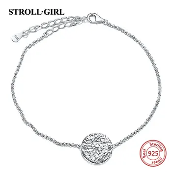 Strollgirl 925 Sterling Silver Osobné Vlastné Kruhu Handmake Náramok Korálkový Reťazca Vyryté Meno Náramok pre Ženy Šperky
