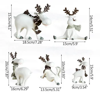 Strongwell Biela Elk Model Jeleň Sôch Zvierat Miniatúrne Sošky Vianočný Dekor Domáce Dekorácie Nový Rok Darčeky Kreslených