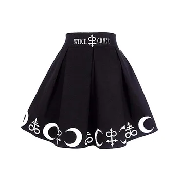 Sukne Ženy Gotický Punk Čiar Mesiac Kúzlo Symboly Skladaný Mini Sukne s Vysokým v strede zúžený sukne dámske sukne женские юбки