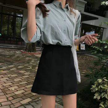 Sukne Ženy Jar Leto Trendy Ulzzang Streetwear Kórejský Štýl Elegantné Vysoký Pás Slim Novú-Line Pevné Bežné Mini Sukne Mäkké