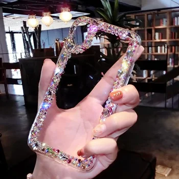Sunjolly Srdce Diamantový obal pre Samsung Galaxy A91 A81 S10 Lite Poznámka 10 Lite 2020 M80S M60S Drahokamu Bling Prípadoch Kryt coque