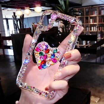 Sunjolly Srdce Diamantový obal pre Samsung Galaxy A91 A81 S10 Lite Poznámka 10 Lite 2020 M80S M60S Drahokamu Bling Prípadoch Kryt coque
