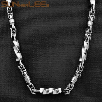 SUNNERLEES Šperky z Nerezovej Ocele 6 mm Náhrdelník Geometrické Byzantskej Reťazí Strieborná Farba Pozlátené Muži Ženy Darček SC51 N
