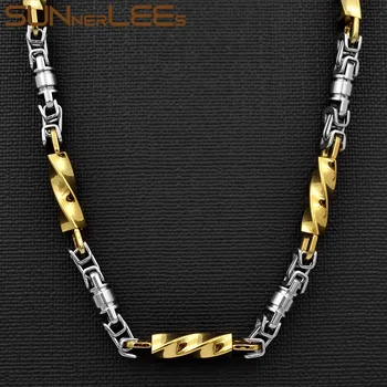 SUNNERLEES Šperky z Nerezovej Ocele 6 mm Náhrdelník Geometrické Byzantskej Reťazí Strieborná Farba Pozlátené Muži Ženy Darček SC51 N