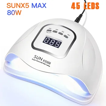 SUNX5 Max UV Lampa LED Lampa na Nechty, 80W/54W/maximálne 45 w Nechtov na Vlasy Pre Všetky Gély poľský slnečného Svetla Ice Lampa Infračerveného Snímania Pre Manikúru