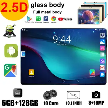 Super 10 Palcový Tablet 4G LTE Telefón, Tablet Android 9.0 Octa-Core 6GB RAM, 128 GB ROM Dual Sim Dual Kamery WiFi Tablet Pc