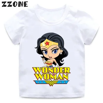 Super Hrdina Cartoon Print T shirt Dieťa Dievčatá Zábavné Biele Deti T-shirt Deti Letné Krátke Šaty,HKP5211
